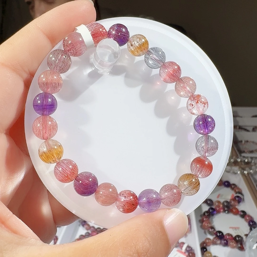 未镶嵌手链水晶8.2mm粉色系仙女超七