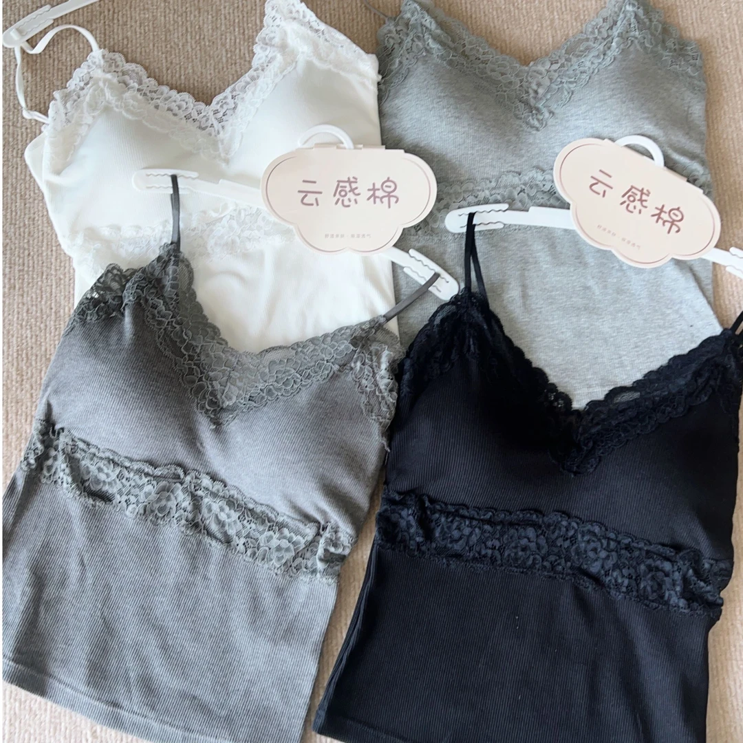 法式风V领百搭蕾丝吊带【主播同款】