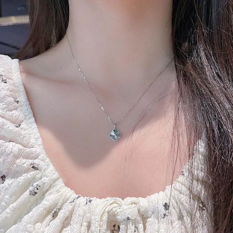 通体999款  镭射四叶草吊坠项链28352