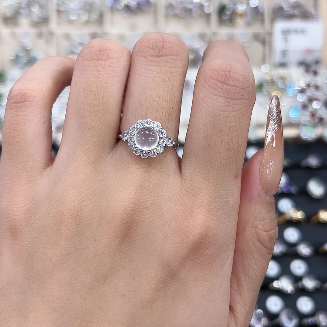 岫玉银S925镶嵌戒指