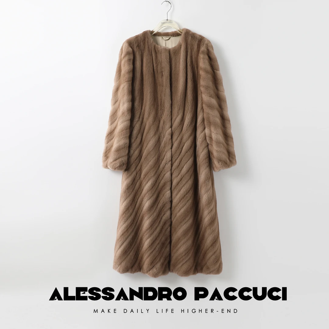 【孤品不退换】洛哥25516 重磅紫标帕斯条水貂 桑蚕丝抽刀皮草