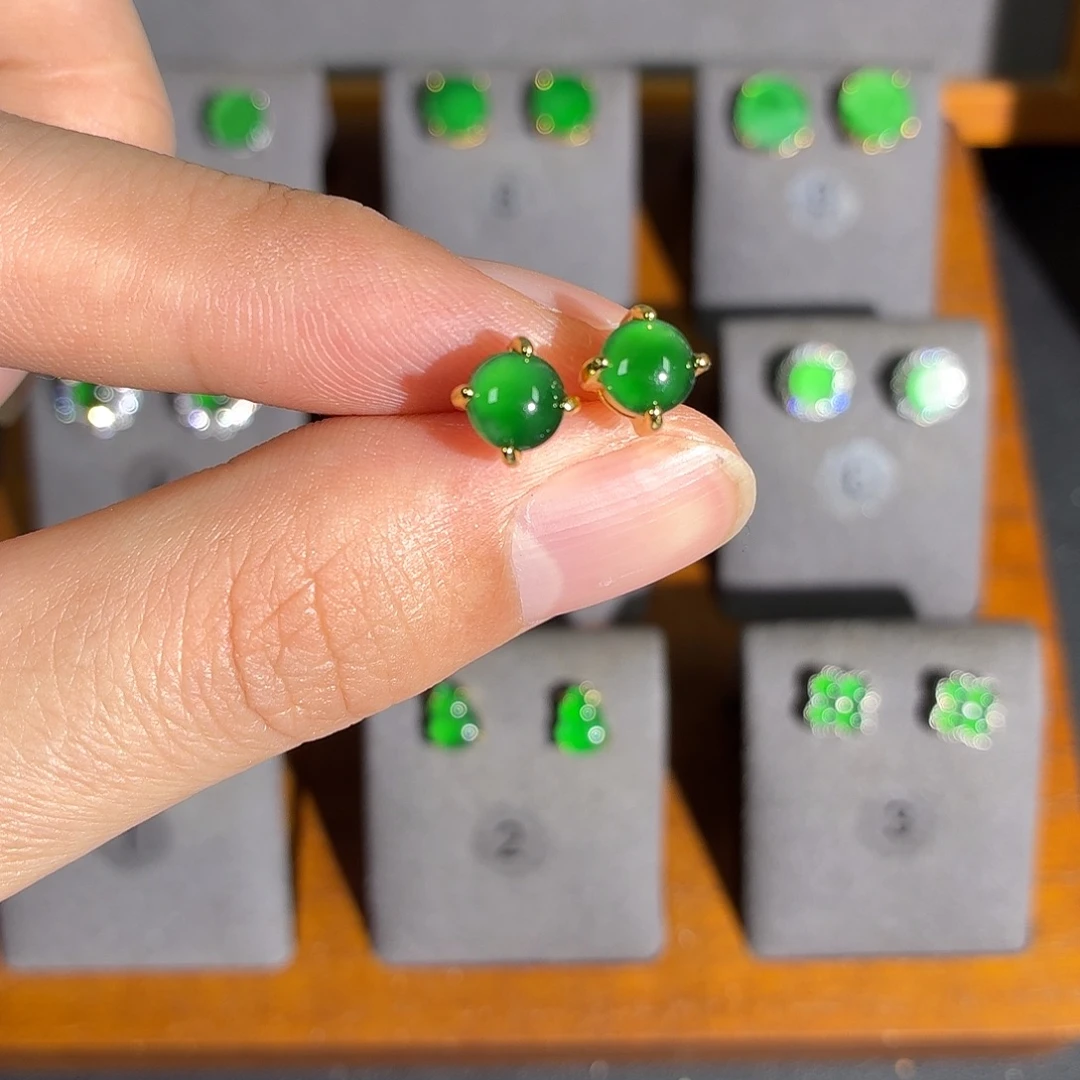 翡翠银S925镶嵌耳饰耳饰