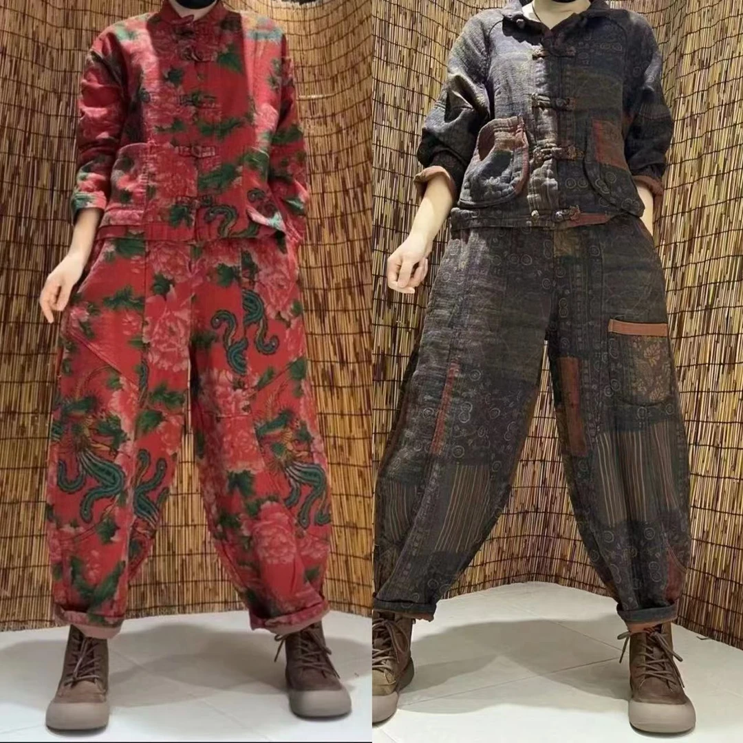 时尚休闲上衣+裤子套装唐汉布依新D(100-160斤)