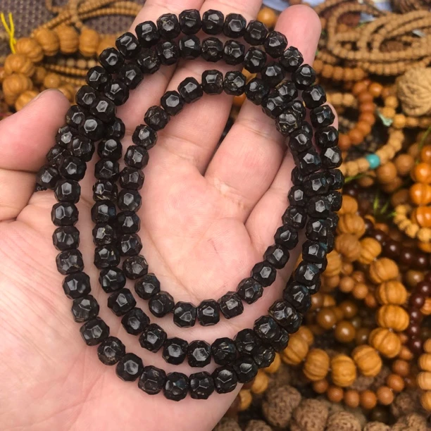 椰蒂无相108*0.75陨石坑钻面原椰蒂手串脖挂