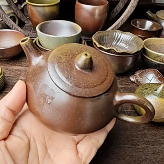 疯***子瓷坭兴陶柴烧石瓢壶