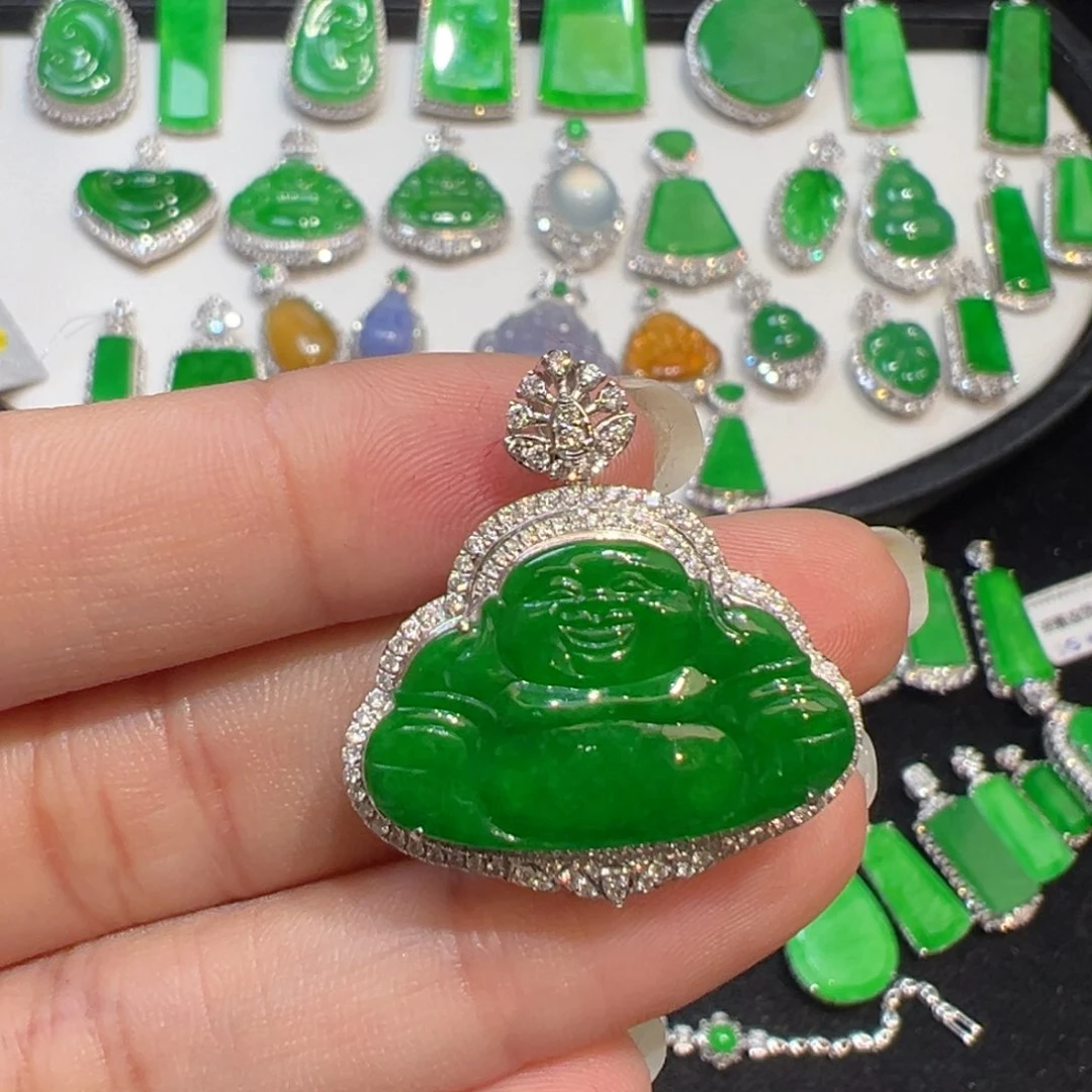 翡翠颈饰18K金镶嵌收货48小时鉴赏期