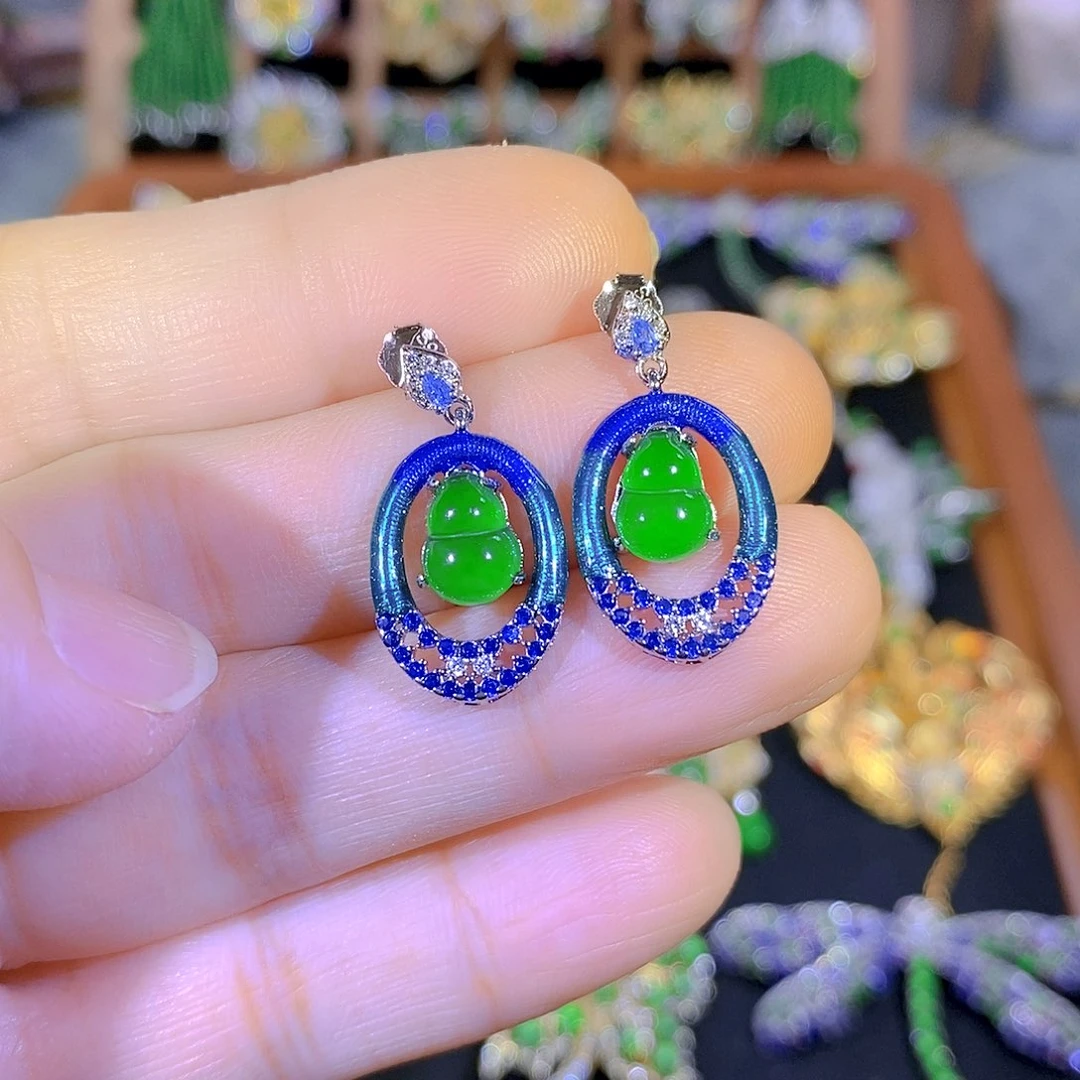 吊坠(不含链)银S925镶嵌翡翠