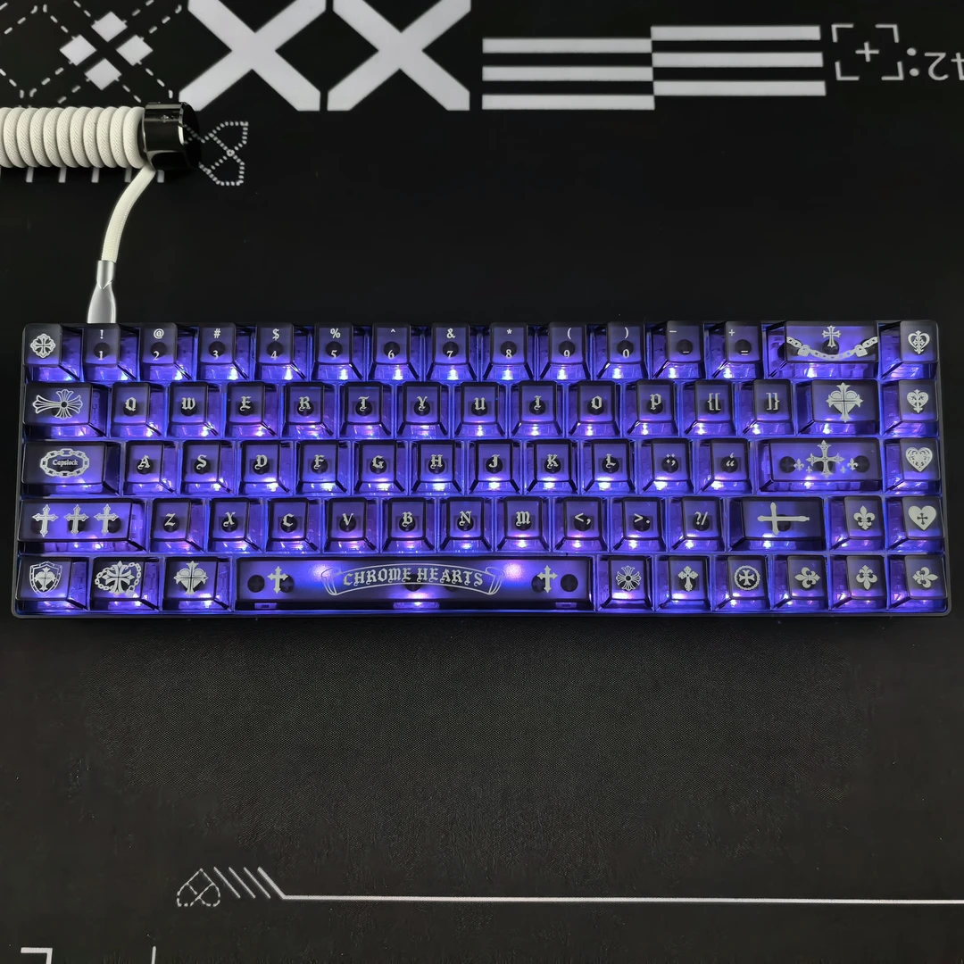 黑色克罗心雾透键帽适配wooting魔导士EV63夜魔made68迈从Ace68