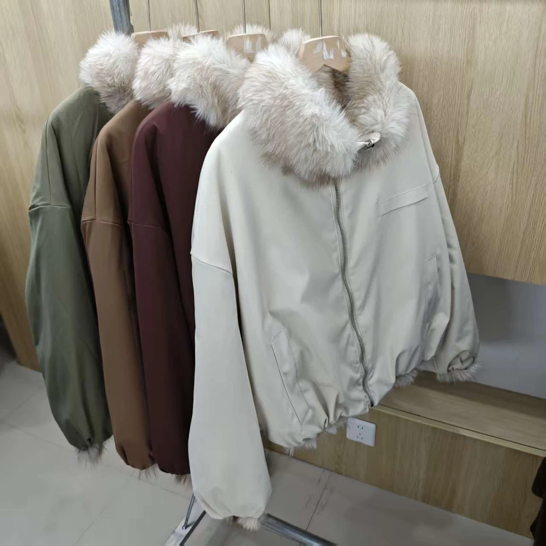 【XIAOQI】福利派克服时尚百搭休闲时尚网红白色毛领C489