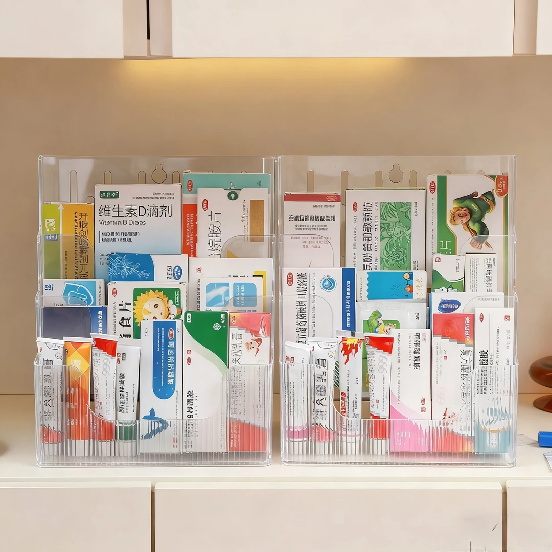 药品收纳盒阶梯式药物置物架家庭装药柜大容量药盒家用医药箱分层