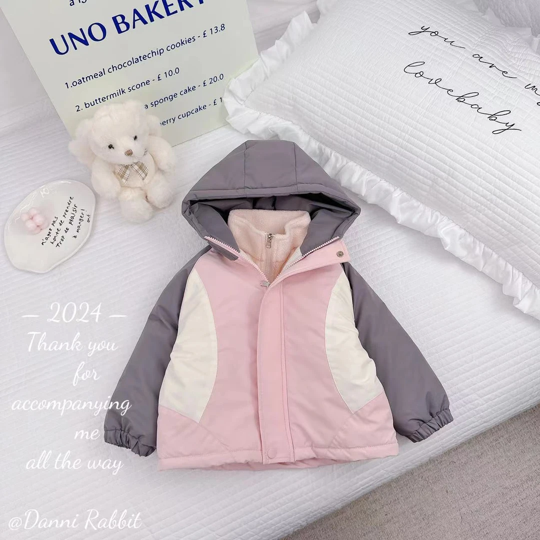 【现货】冬季女童加绒蚕丝阳离子保暖防风三合一外套 D-Z797