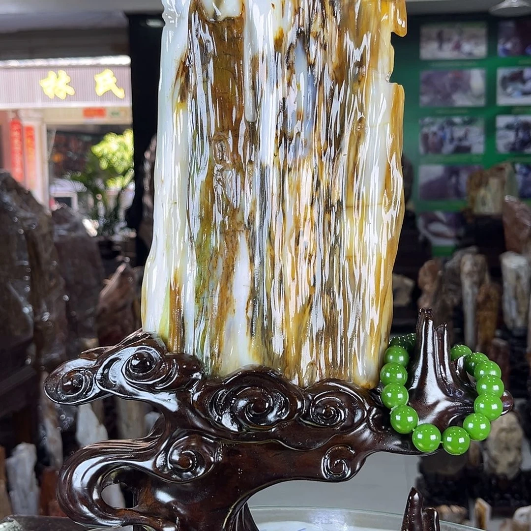 缅甸天然树化玉摆件