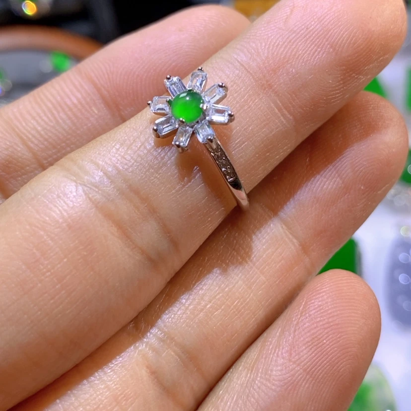 【闪购商品】翡翠挂件银S925镶嵌天然翡翠