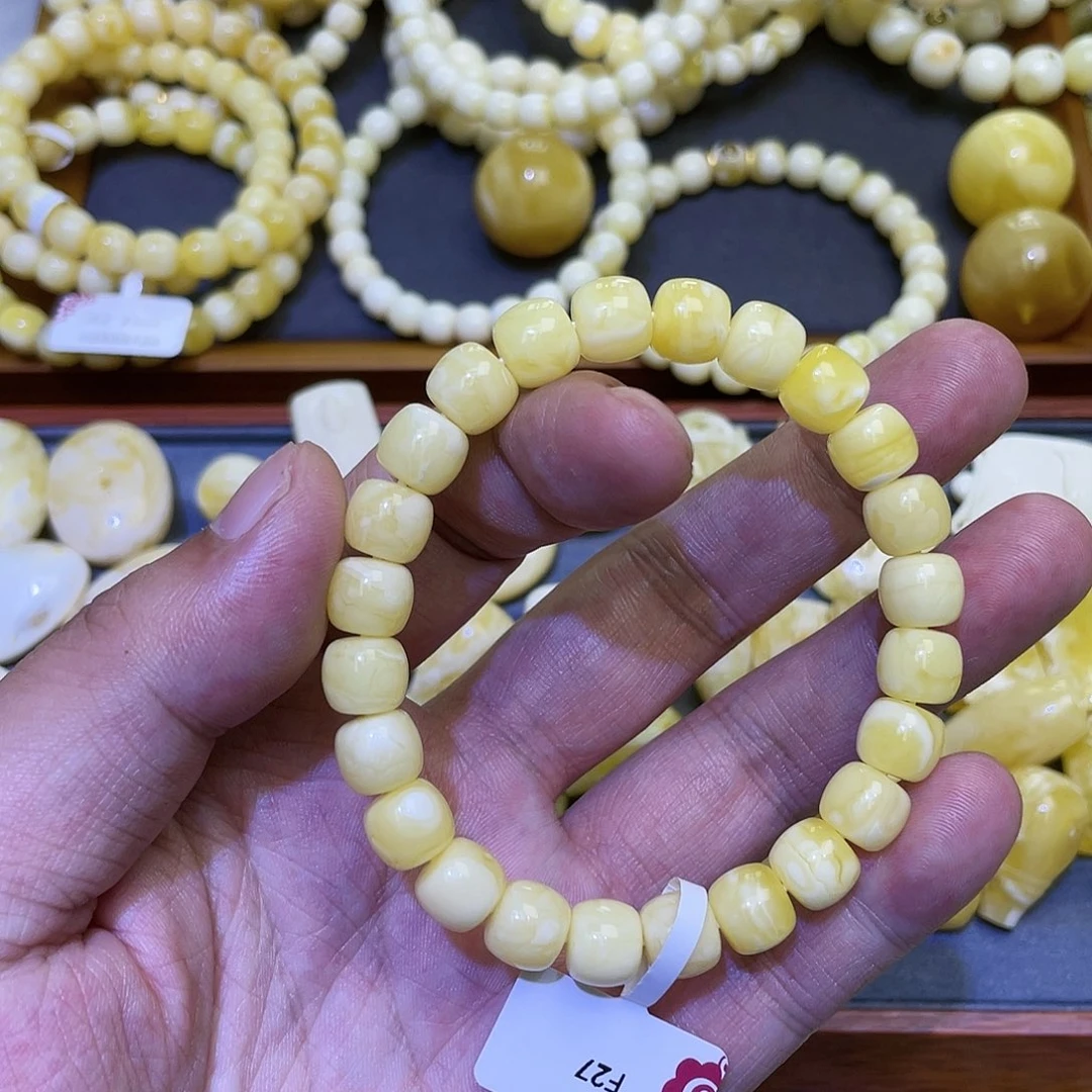 蜜蜡手串未镶嵌心**光9mmm不品控