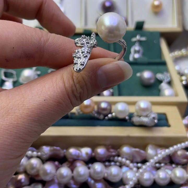 淡水珍珠戒指合金