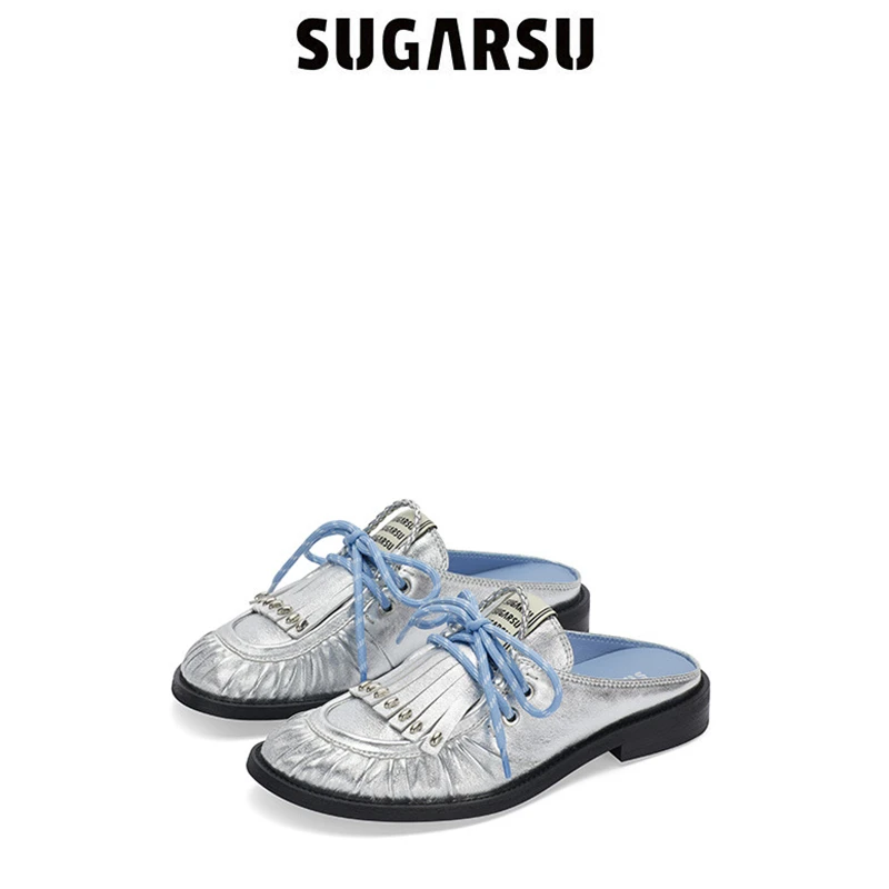 SUGARSU酥履 25年春季新款复古休闲勃肯包头穆勒真皮鞋半拖外穿女