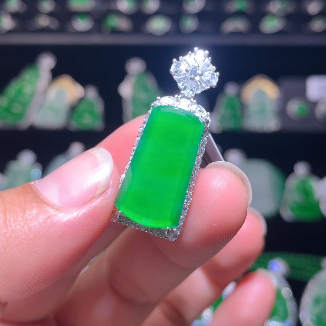 【闪购商品】翡翠银S925镶嵌颈饰天然翡翠