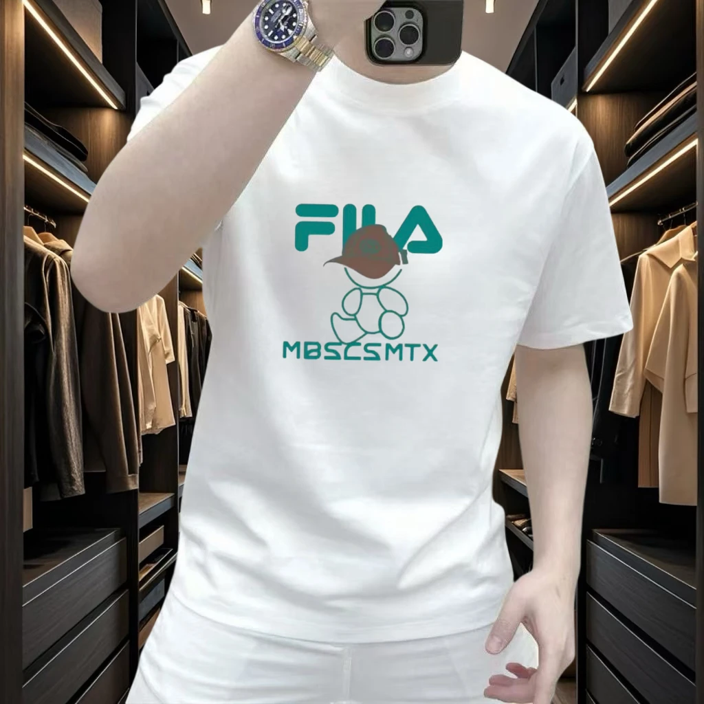 短袖T恤男夏季新款高端潮流印花t恤美式轻奢纯棉圆领半袖休闲上衣