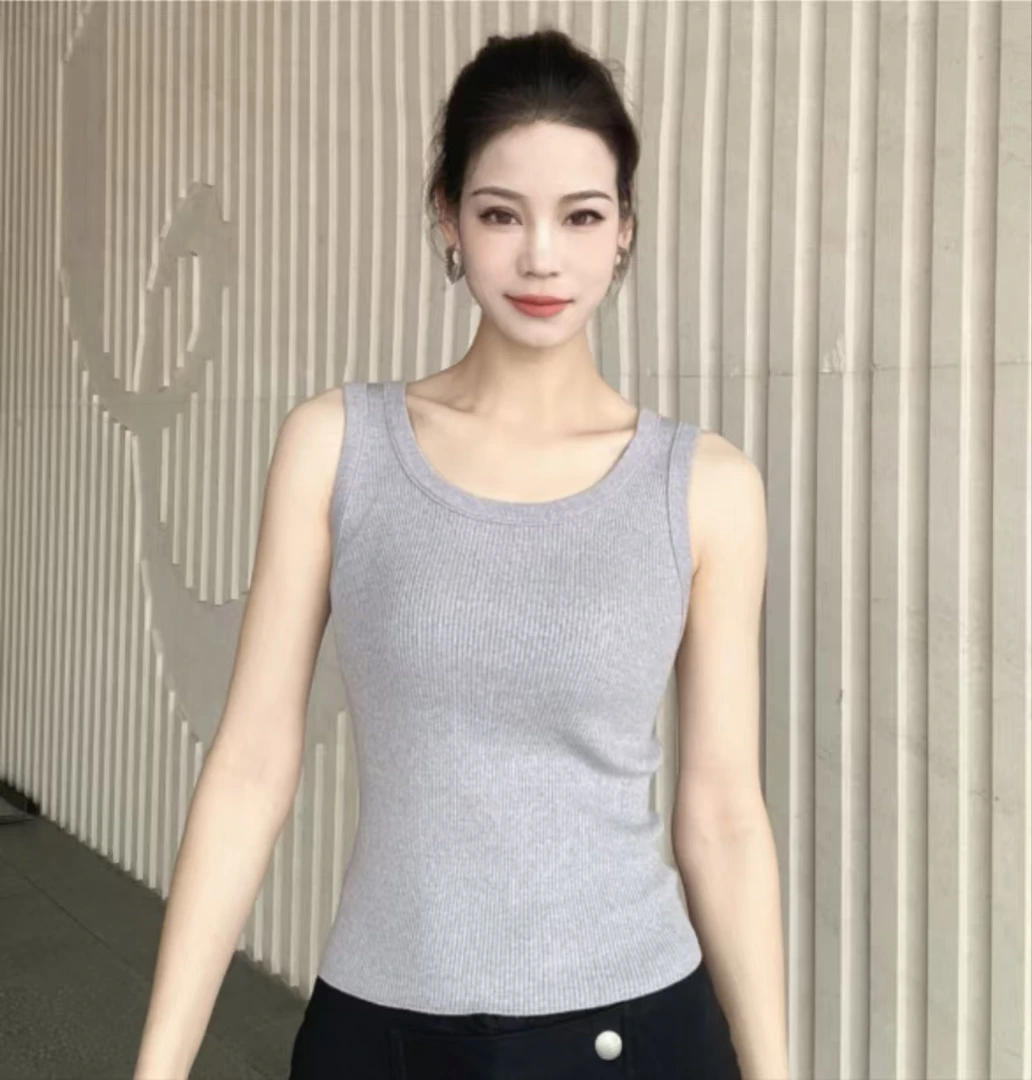 AMASS阿玛施修身简约大圆领吊带背心538074