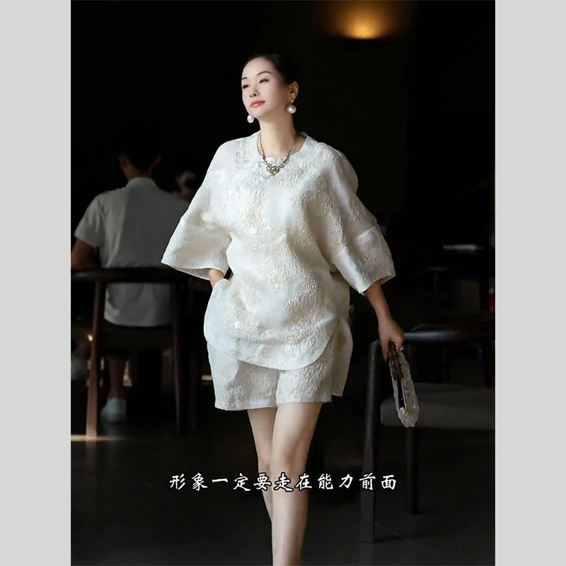 2026新款夏装一整套气质感清冷感复古新中式国风上衣短裤两件套装