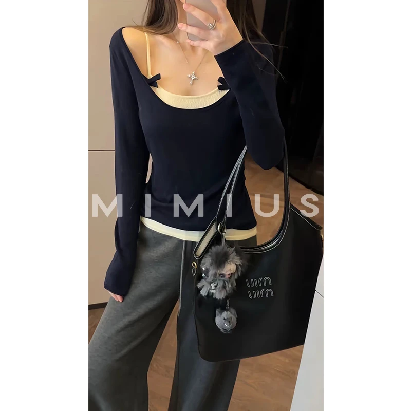【mimius】U 纯欲感气质桑蚕羊绒罩衫+蝴蝶结背心套装 WG09154