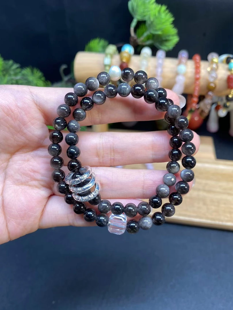 【银耀石6m双圈手串】A918搭配淡水珍珠方糖路路通手串时尚男女款