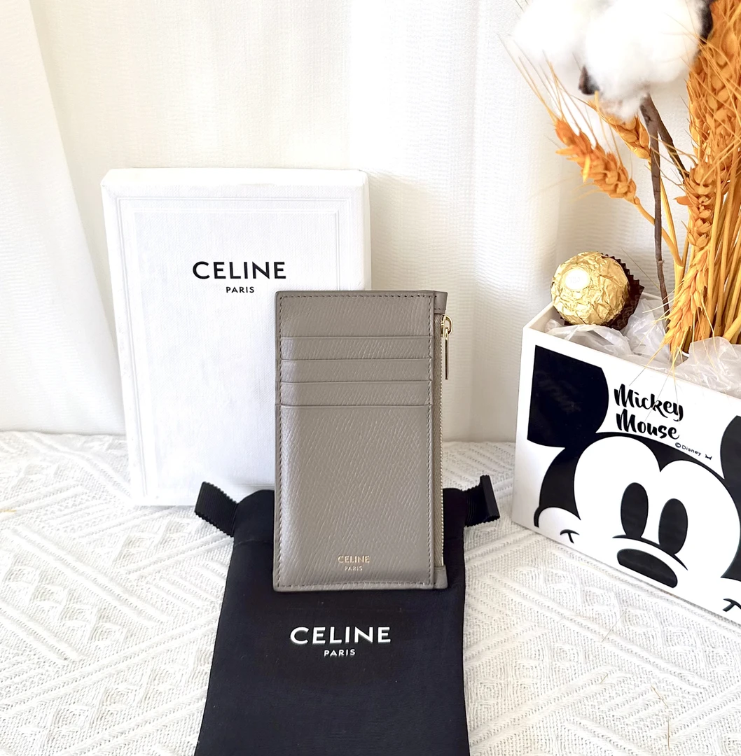 99新 Celine/思琳 大象灰色卡包