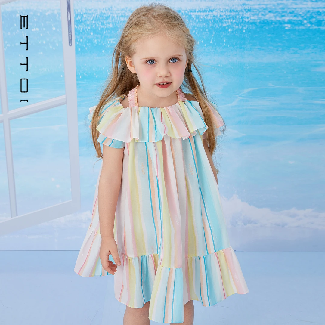 ETTOI爱多娃2025新款女童连衣裙夏甜美公主裙小