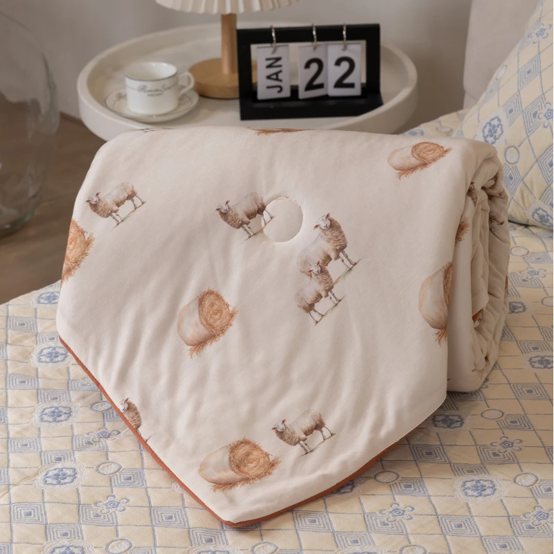 雅赞【四季被软软被】再生纤维竹浆纤维纱布印花绗缝透气亲肤机洗