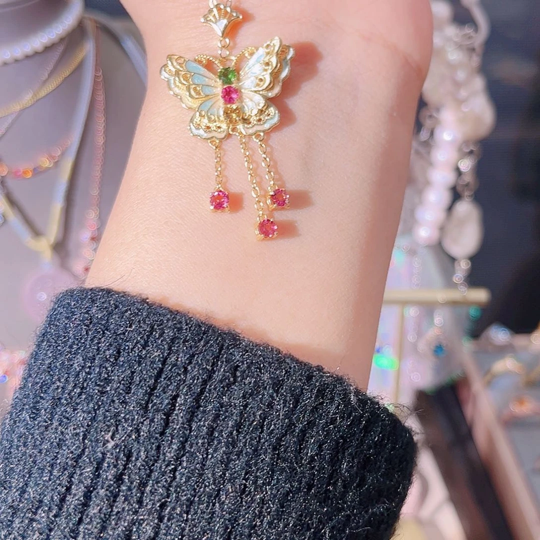 碧玺项链银S925镶嵌项链