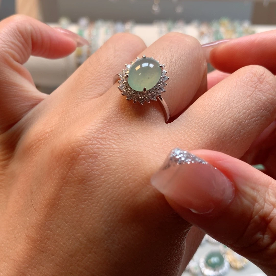 翡翠银S925镶嵌颈饰戒指88