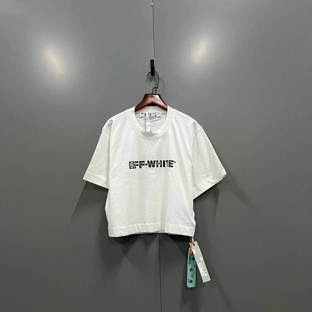 OFF White ow 白色字母徽标logo短袖 M码/2580/吊牌 bc001936