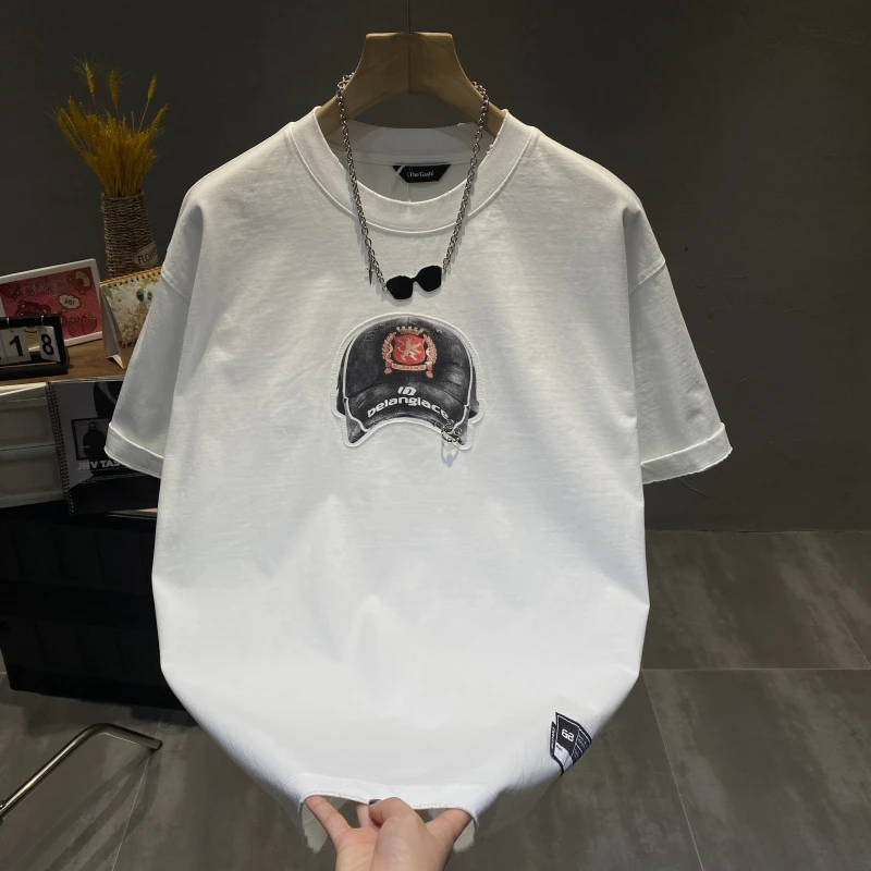 潮牌美式重磅纯棉短袖T恤男2025夏季新款宽松百搭圆领短袖上衣t