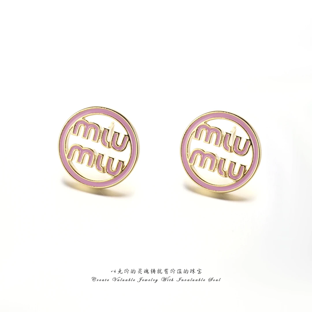 铜合金珐琅耳饰 轻奢甜酷风字母时尚高级感百搭个性耳环 C-32626