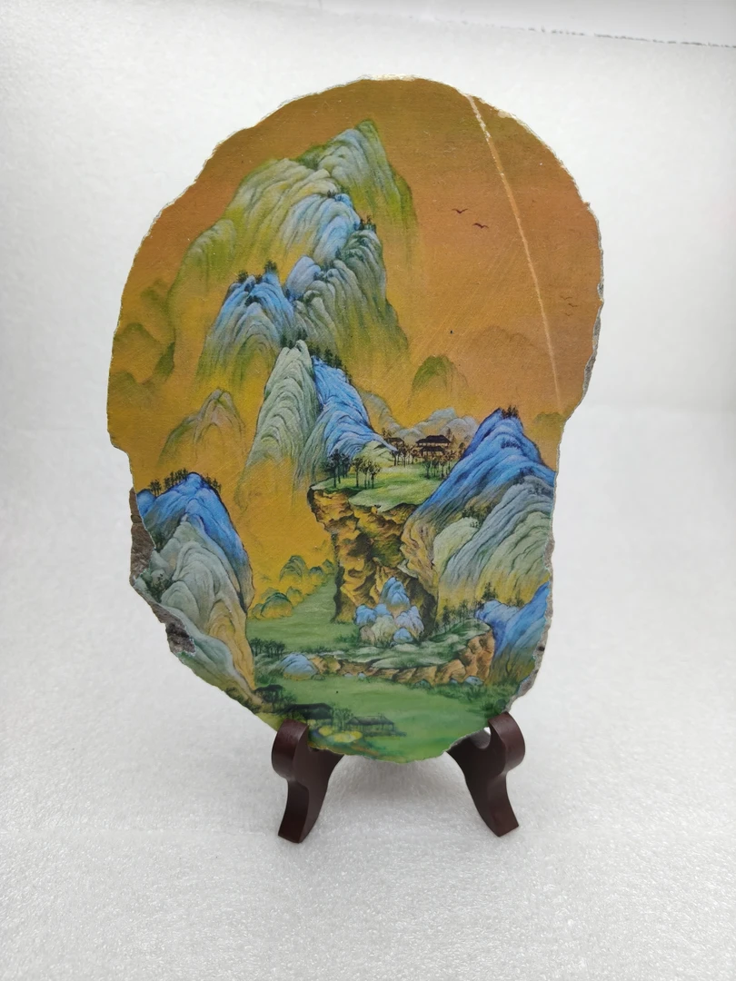 石头奇石画国韵山水画石头奇石风景桌面摆件客厅创意办公室装饰