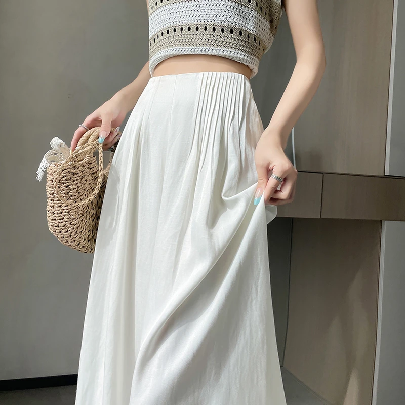 高腰垂感冰丝亚麻阔腿休闲裤女夏季2025新款山本裤窄版直筒长裤子