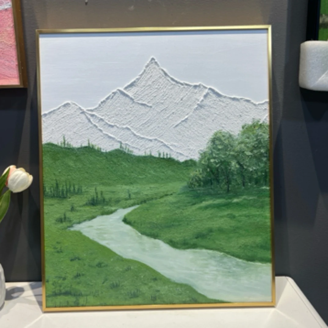 风景肌理画纯手绘 玄关客厅餐厅挂画 奶油风简约风 可定制油画