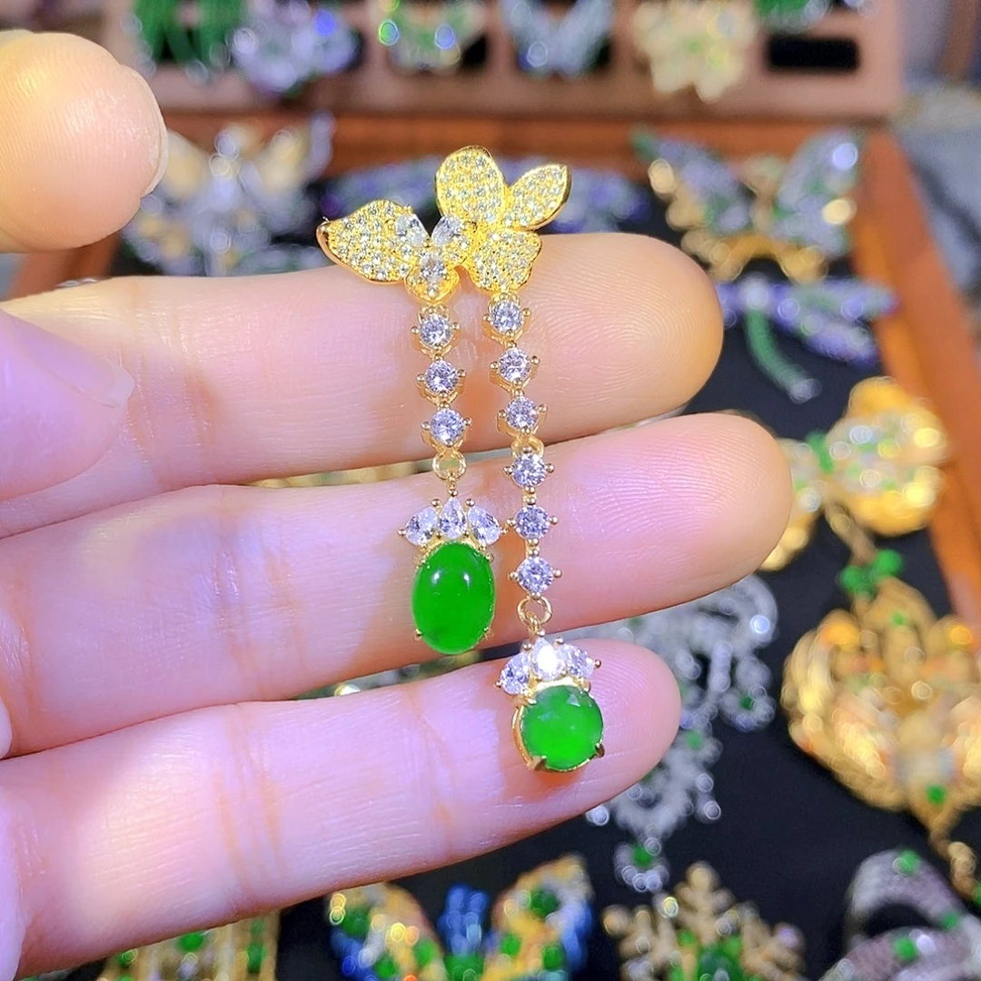 吊坠(不含链)银S925镶嵌翡翠