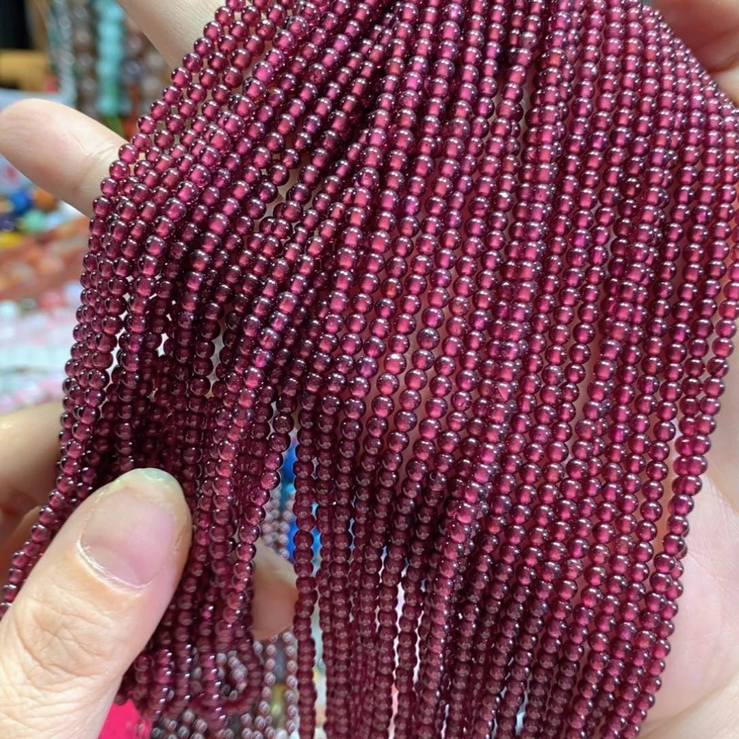未镶嵌玛瑙/玉髓珠宝半成品石榴石一条卡3mm