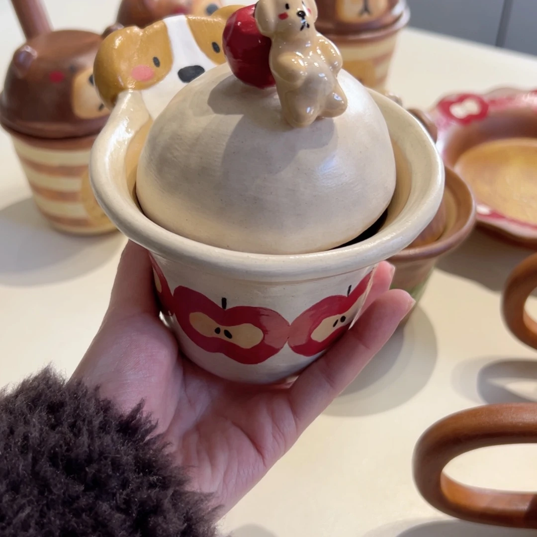 *****陶瓷艺术手作器皿小狗盖杯皖安