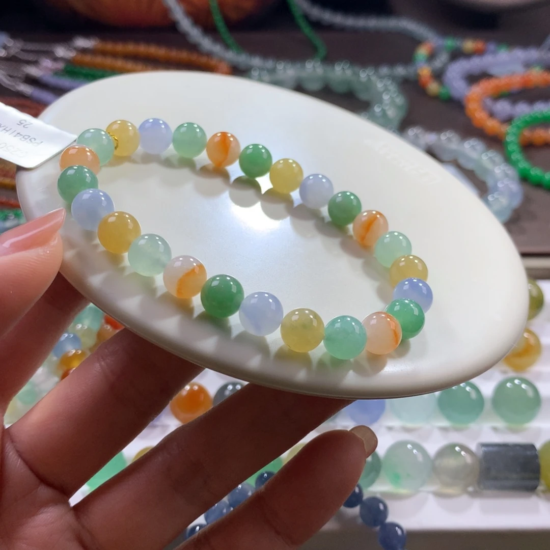 翡翠未镶嵌手链胶润细腻多宝卡7.5