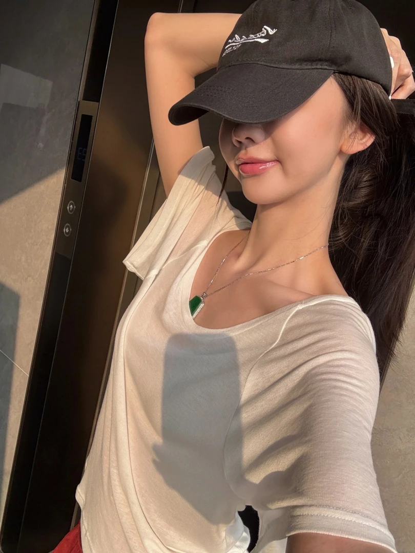 『GTYU』50%天丝10%羊毛低圆领轻薄面膜T恤女休闲百搭垂感舒适