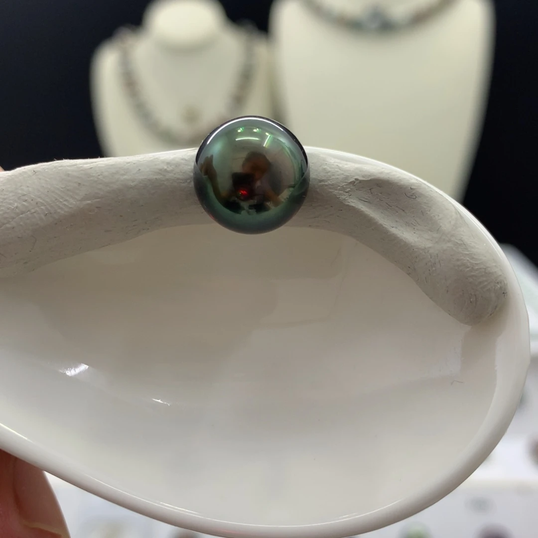 定制海水珍珠裸珠未镶嵌孔雀绿12.1mm