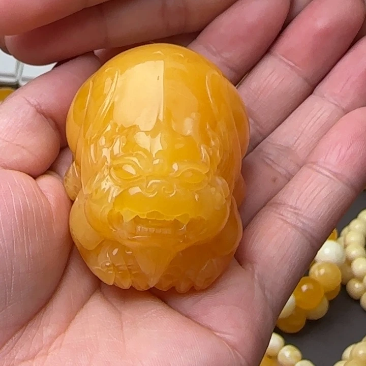 琥珀未镶嵌手链焦皮浓蜡貔貅