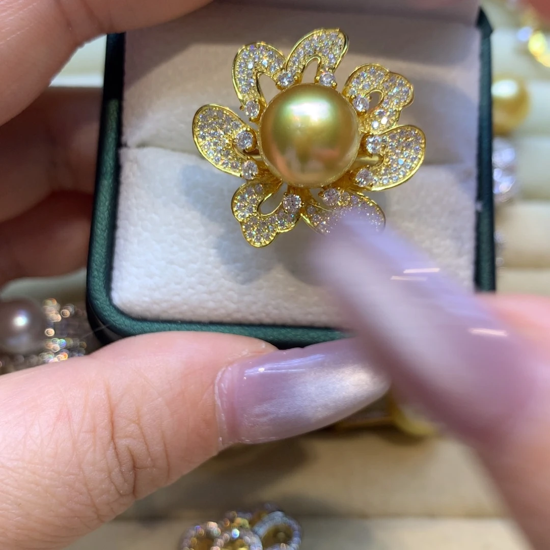 银S925镶嵌戒指海水珍珠