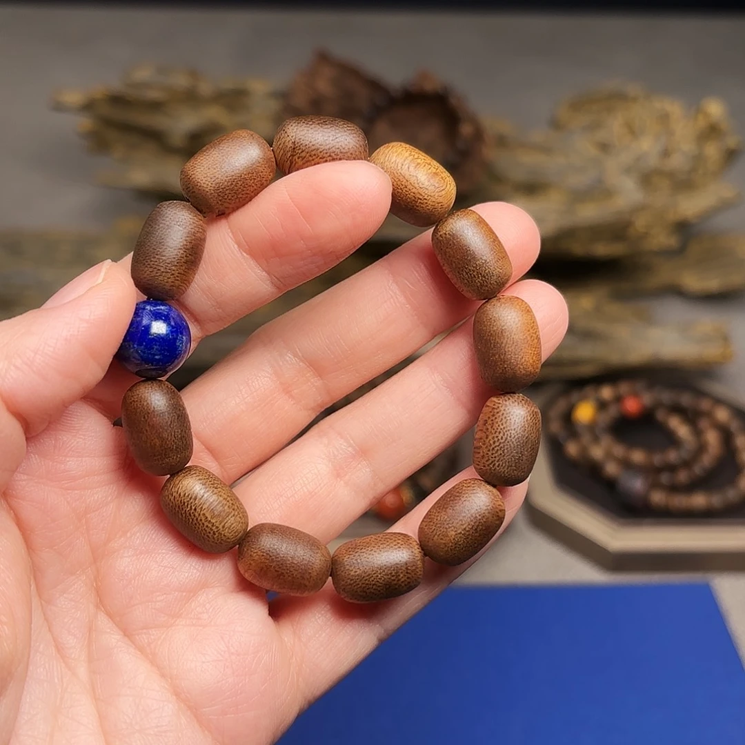 沉香手串越南芽庄黄棋楠雷击枣珠异形珠单圈