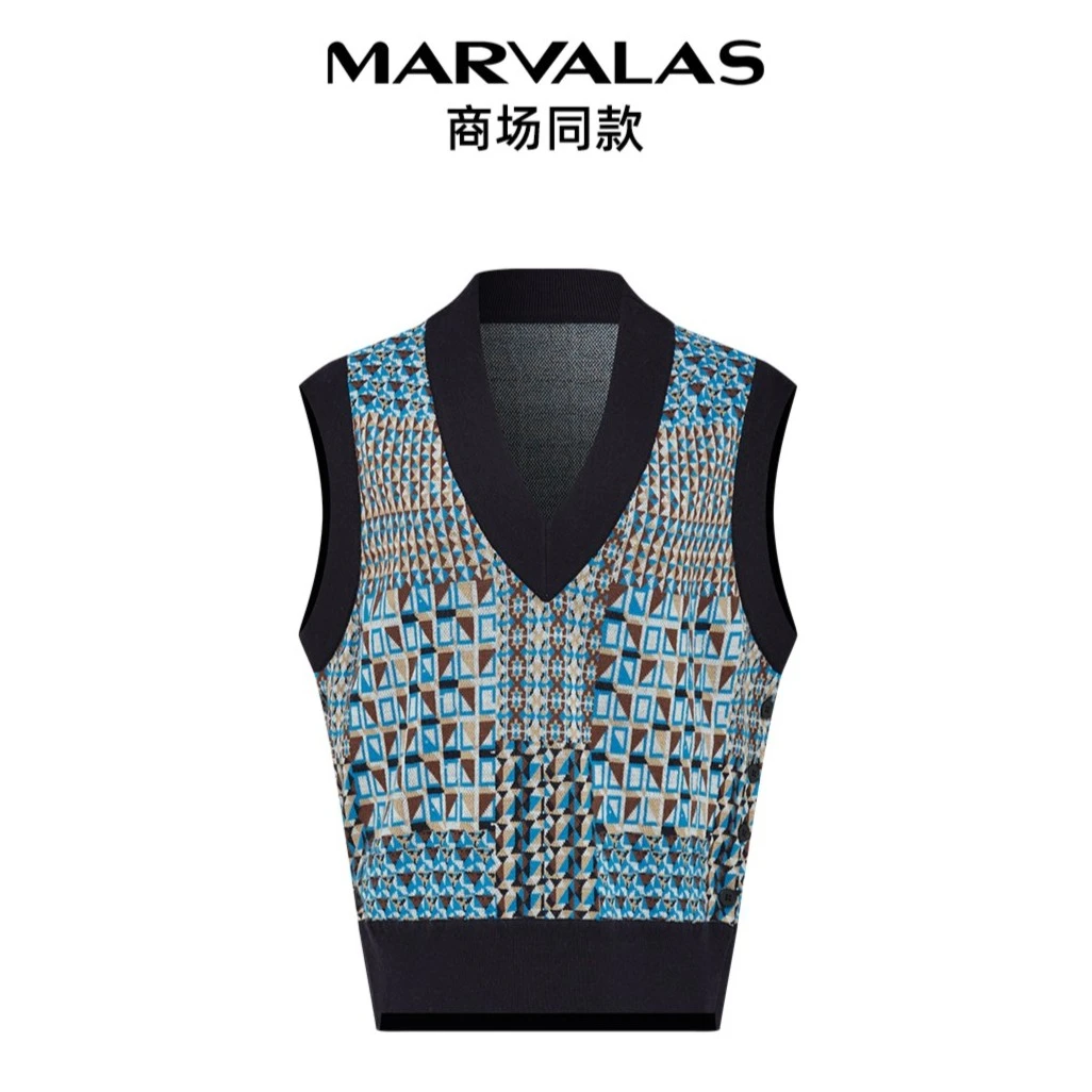 【粉丝专属】曼德诗绵羊毛混纺马甲背心针织马夹M7290072