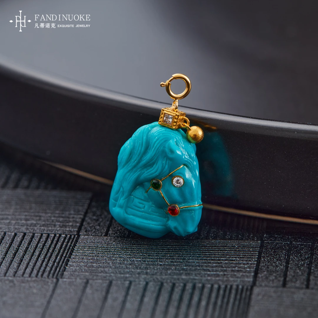 【加加专属】  18K绿松马到成功吊坠多样性发一#XYGD326023-A