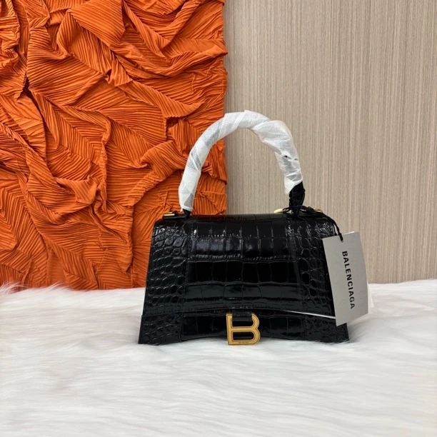 未使用 Balenciaga/巴黎世家 鳄压黑金沙漏S/香菜奢品/黑色