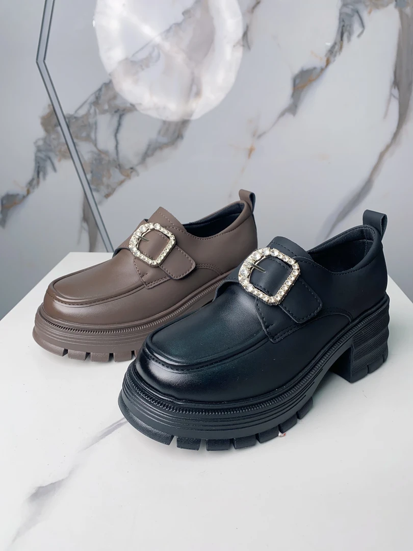 601新款乐福鞋小皮鞋纯色春秋季潮休闲增高时尚女鞋厚底校园女鞋